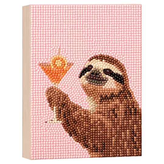 5" x 7" Cocktail Sloth Wood Plank Diamond Art Kit by Make Market®